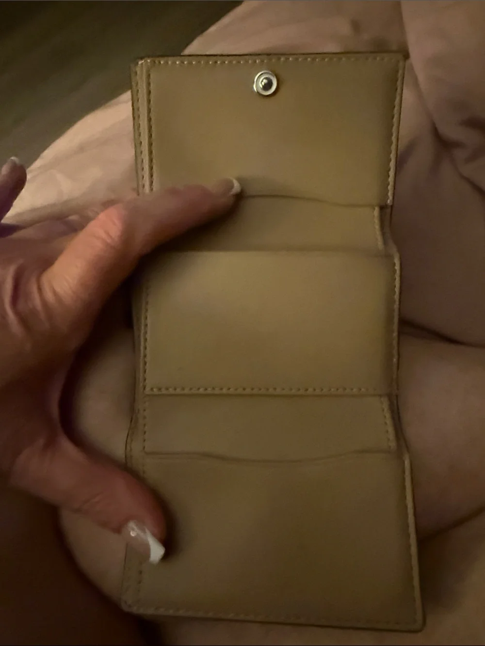 Coach Cream Leather Compact Card Holder Wallet